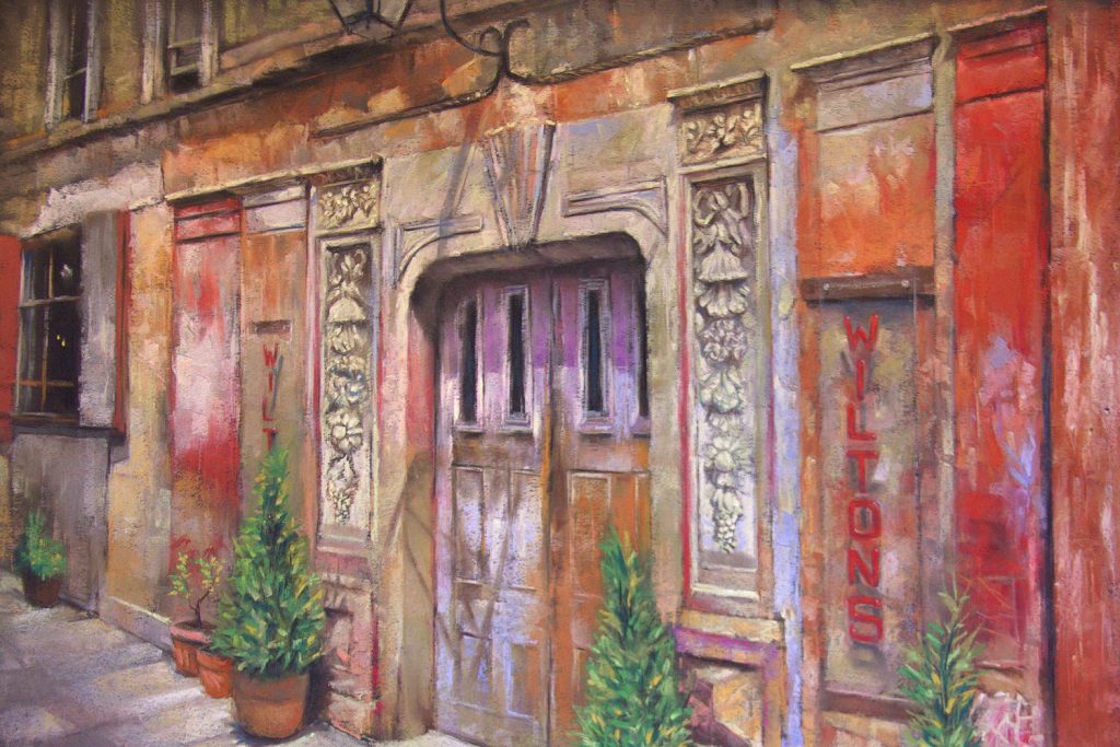 A painting of the entrance of Wilton's Music Hall, Whitechapel.