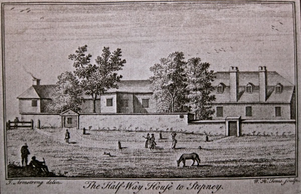 The Halfway House in the 17th Century amid fields