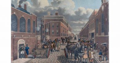 A painting of Brick Lane's Truman Brewery in 1842 when it was known as Truman, Hanbury and Buxtons Co's Brewery.
