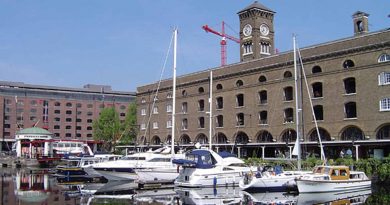St. Katharine Docks marina with yatchs in Wapping.