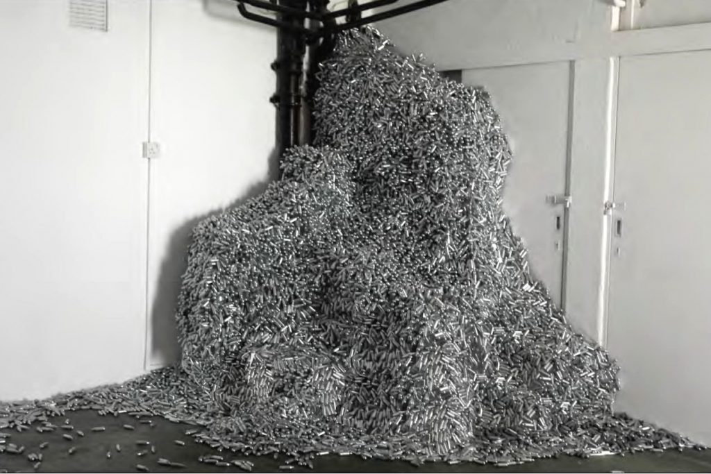 Michelle Lowe-Holder's sculpture Swarm, made out of nitrous oxide canisters. Photo courtesy of Michelle Lowe-Holder.
