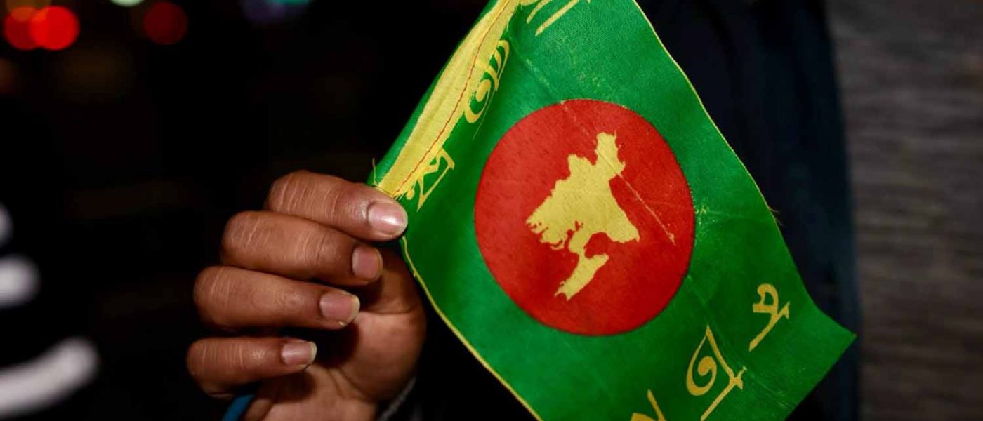 Holding a small motif to celebreate Bangladesh's Mother Tongue day.